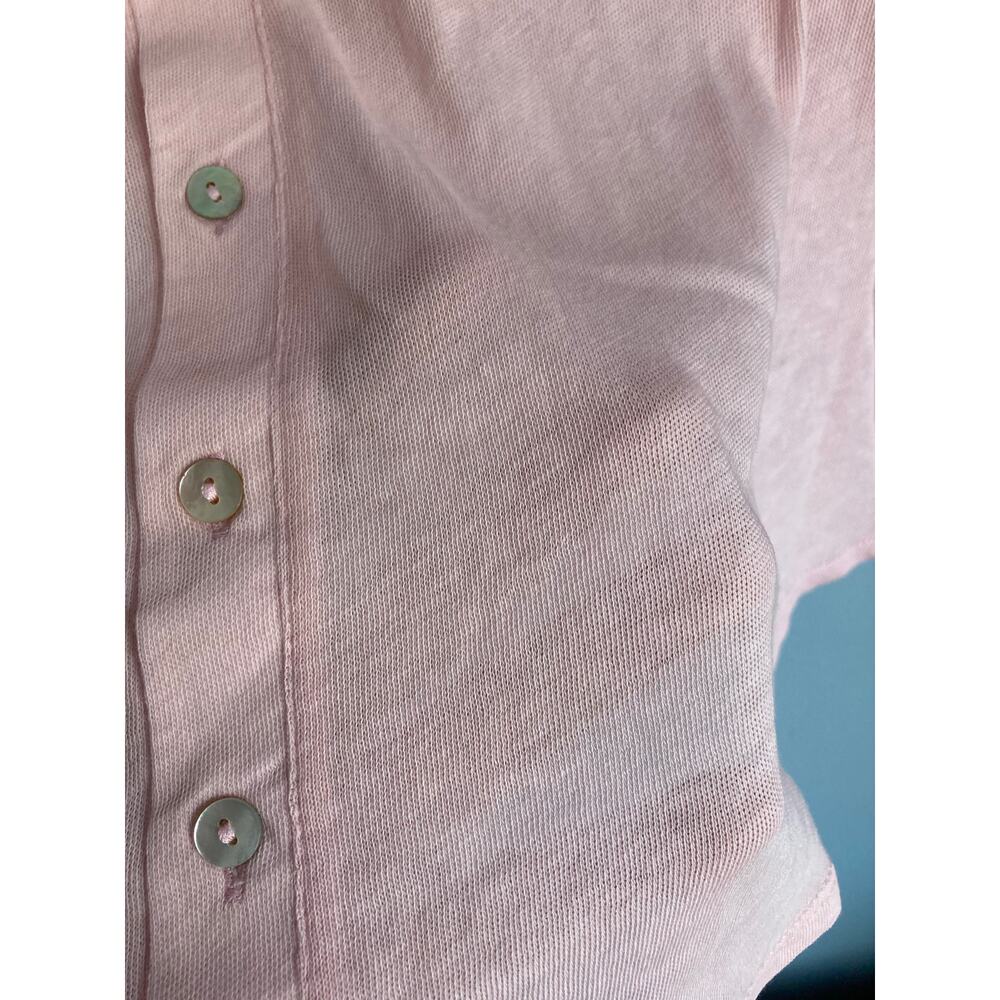 NWT Chaser 100% Cotton Button Up Top Pink Medium Coquette - Picture 7 of 9